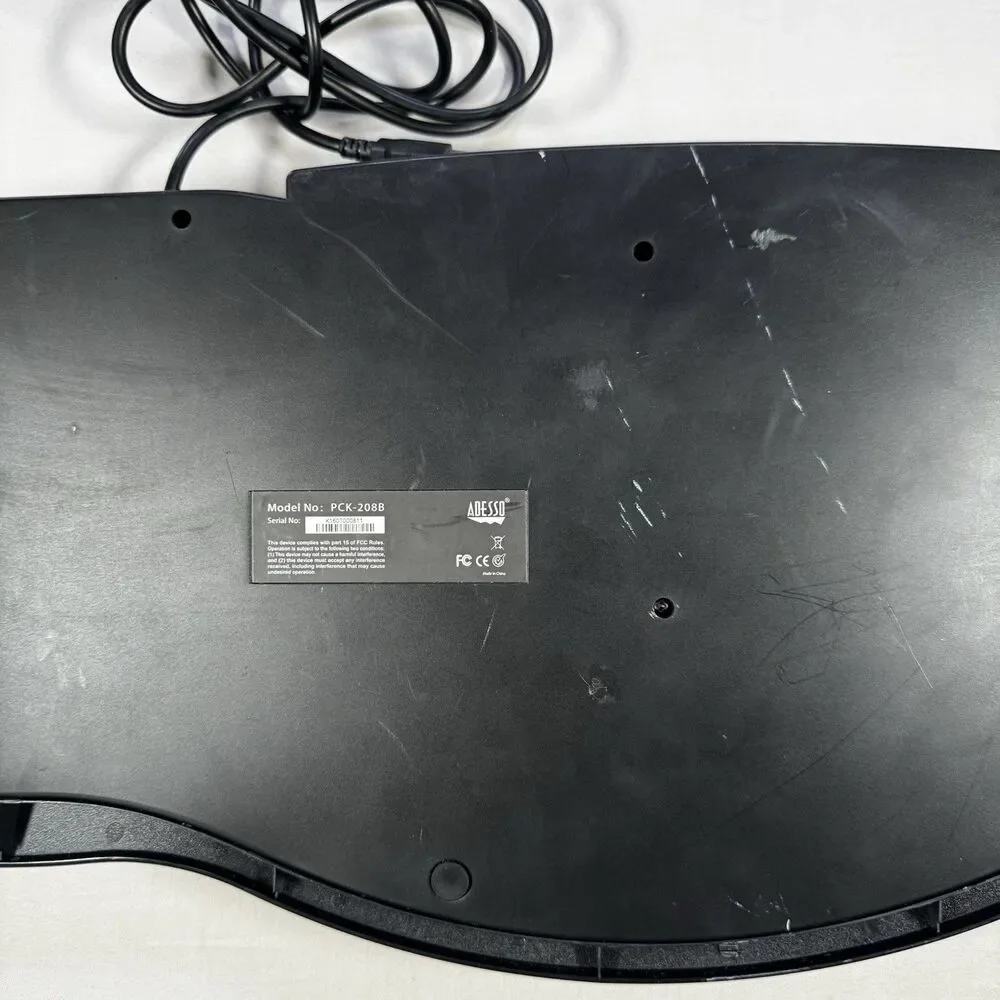 Adesso PCK-208B Ergonomic Wired USB Keyboard - Tested